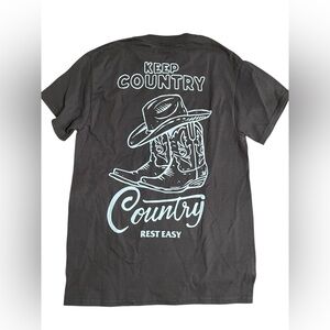 Rest Easy T Shirt “keep Country, Country” Brown Small Boots Western Pacsun New!